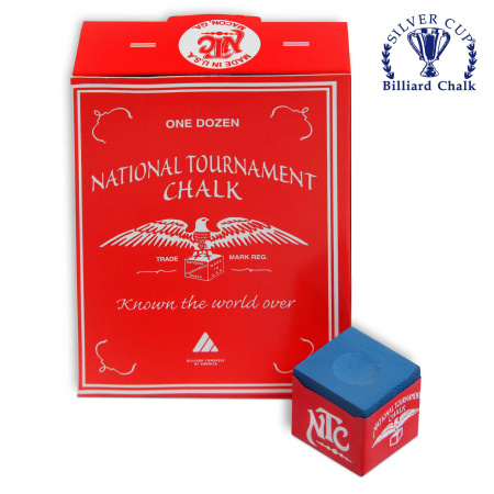 Бильярдный мел National Tournament, 12 шт (синий)